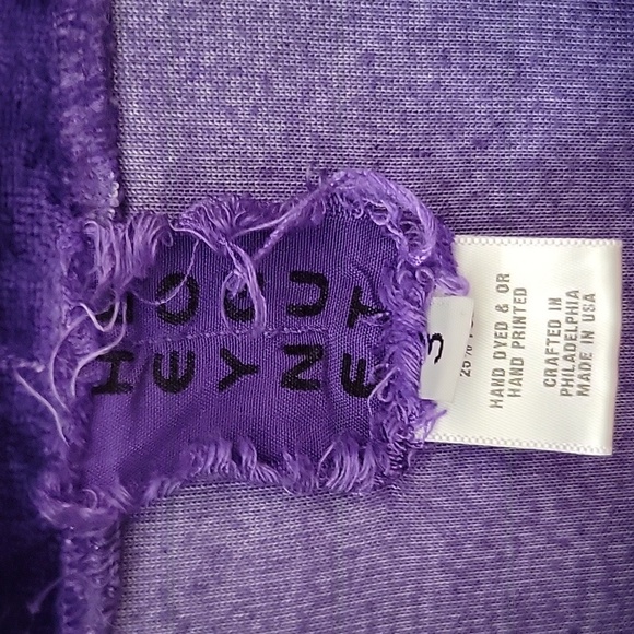 Heyne Bogut | Purple Velvet Short Sleeve Top Gray Design Art To Wear - Size M - Picture 7 of 11